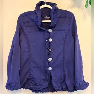 NEON BUDDAH Cotton Purple Ruffle Button Jacket